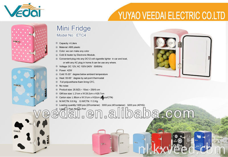 12V 110V-220V Mini Car koelkast Thermo-elektrische koeler en warmere koelkast 4L koelkastkoelers